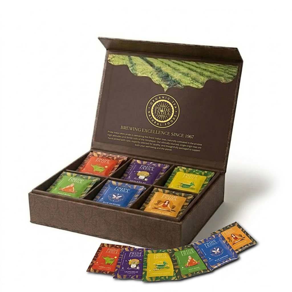 Premium Tea Chest – 6 Flavors, 72 Tea Bags (Classic & Herbal Options)