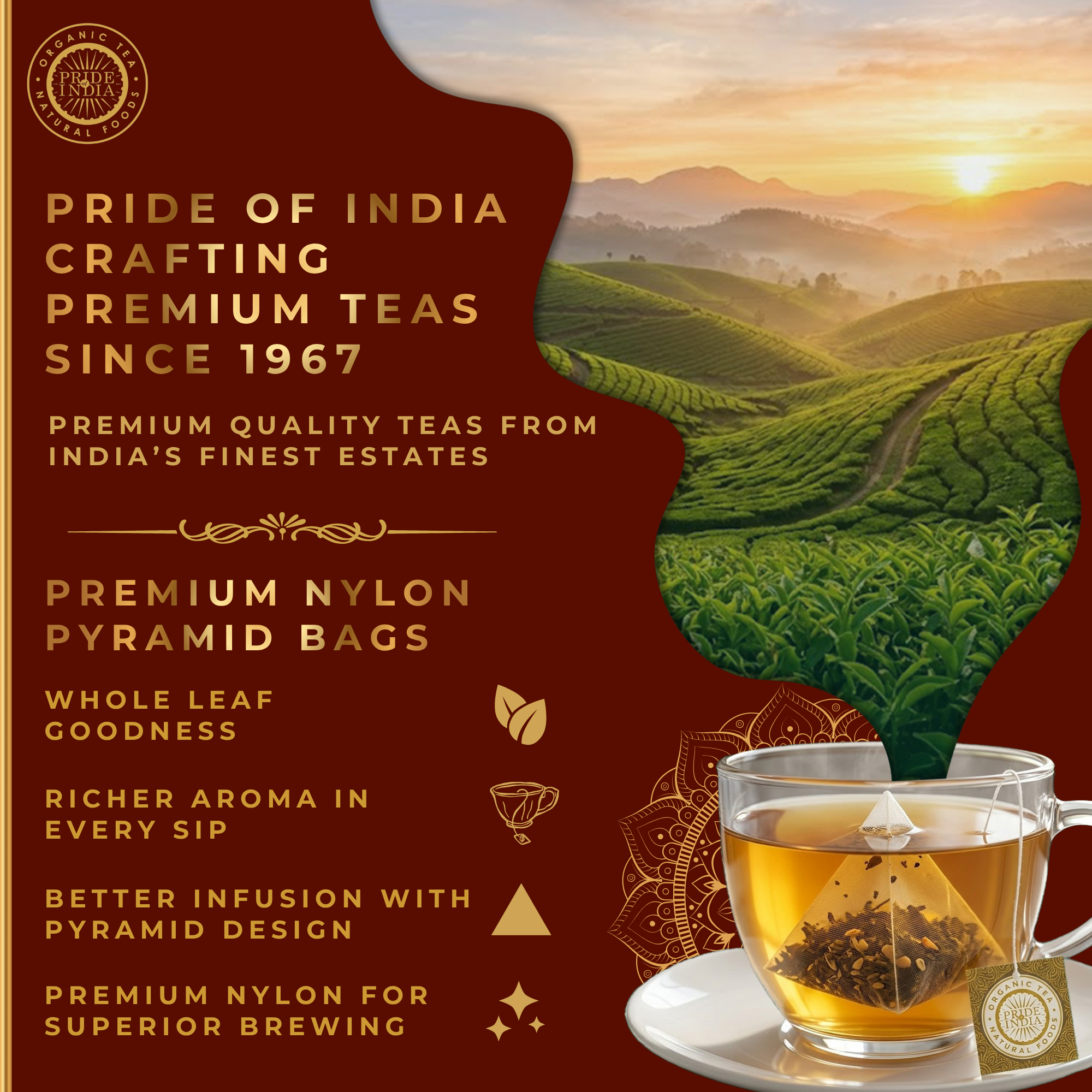 Premium Tea Chest – 6 Flavors, 72 Tea Bags (Classic & Herbal Options)